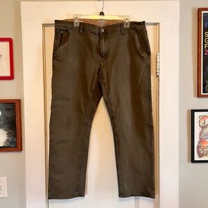 Men's Weatherproof Vintage Olive Green Pants, straight leg, 38x30